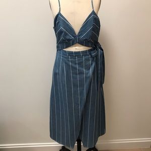 Pinstripe wrap dress